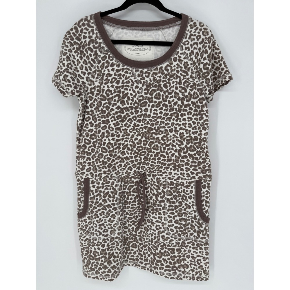 SOMA LIVE LOUNGE WEAR CHEETAH PRINT COTTON BLEND MINI DRESS XS‎